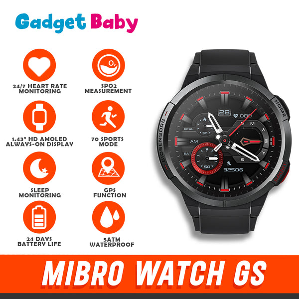 MiBro Watch GS | Smartwatch 1.43" HD Amoled Screen | GPS | 70 Sports Mode | 5 ATM Waterproof | Sleep monitoring