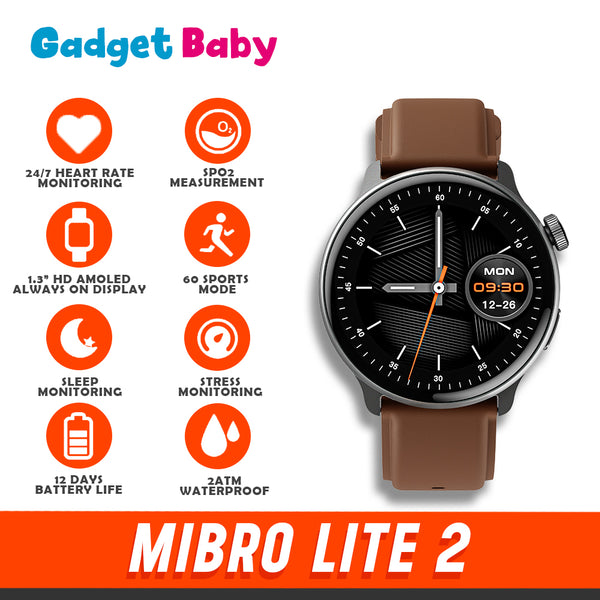 Mibro Lite 2 | Smartwatch | 1.3" HD Amoled Display | 60 Sports mode | Stress Monitoring | 2 ATM Waterproof